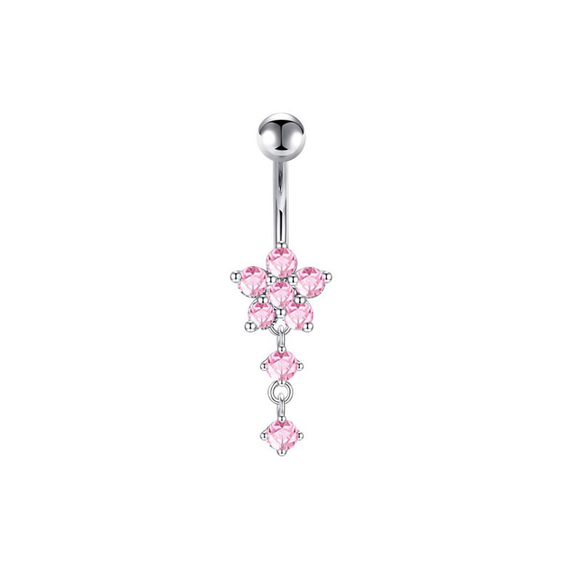 Piercing ombelico fiore di prugno con zircone in acciaio_voghion.com