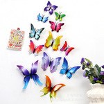 3D 立体双层蝴蝶 家居装饰仿真蝴蝶  pvc彩色蝴蝶墙贴 磁铁款