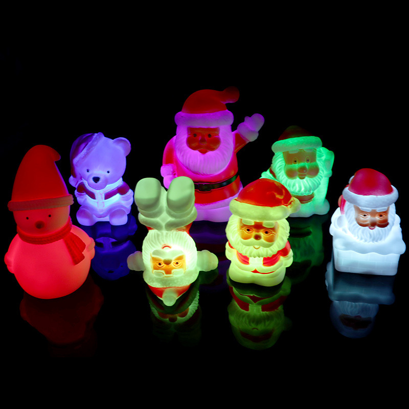 跨境LED七彩发光圣诞小夜灯 闪光圣诞老人/雪人小夜灯 圣诞礼品