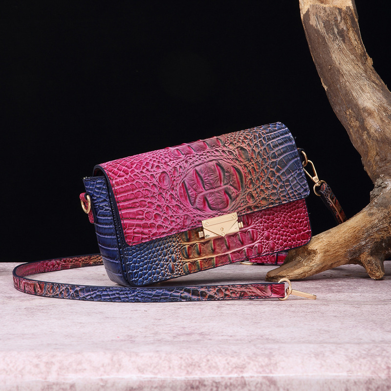 European and American Middle East cross-border Amazon independent station cross-body shoulder retro women's bag multi-color crocodile pattern Brahmin