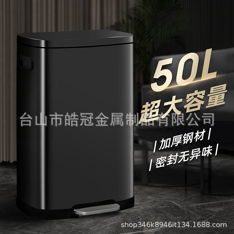 Stainless steel 13 gallon trash can Kitchen large pedal with lid large capacity 30L hotel office 50L