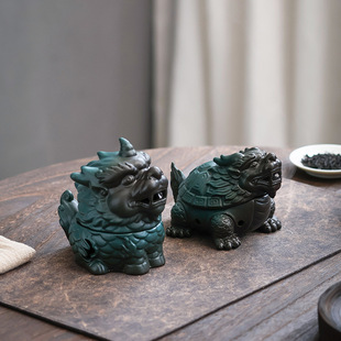Best-Selling Retro Incense Burner Kirin Sacred Beast Ceramic Crafts Ornaments Creative Chinese Home Aromatherapy Burner Zen Style