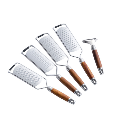 New 304 wooden handle grater kitchen supplies paring knife porous planer ginger mint radish potato grater