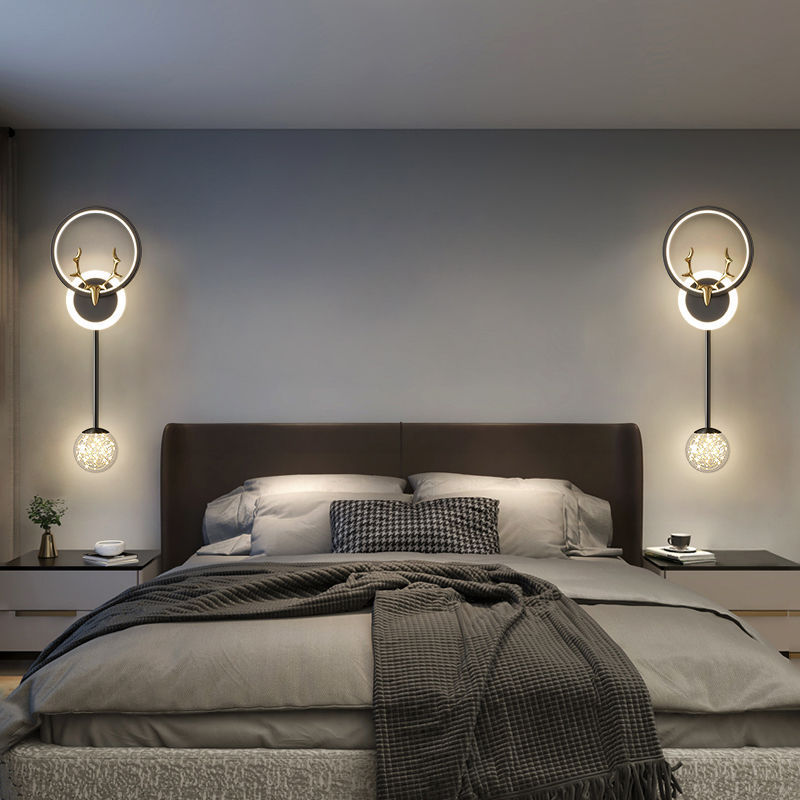 lámpara de pared dormitorio lujoso estilo moderno minimalista lámpara nórdica pasillo lámpara de fondo de la sala de estar lámpara de pared