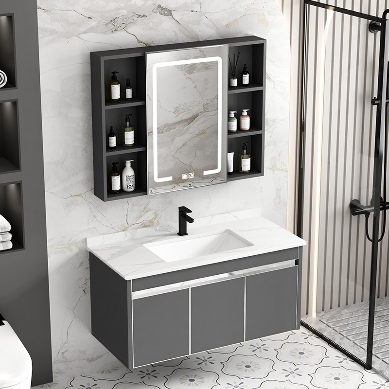 Acero inoxidable panal de panal gabinete de baño gabinete combinado lavabo de cerámica integral lavabo de mano