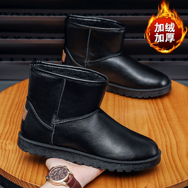 Зимние новые мужские снежные сапоги плюс бархат утолщенный теплая тенденция высокая верхняя хлопчатобумажная обувь водонепроницаемая нескользящая наружная ватная сапоги