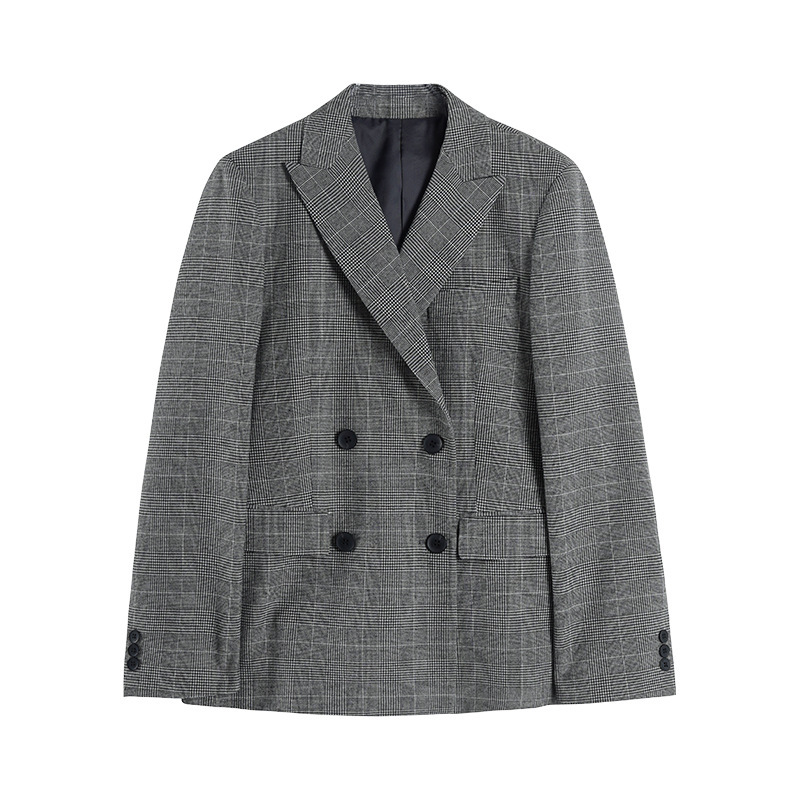 Big Brand Same Style Factory Trade Women's New Jacket Grey High Plaid Suit