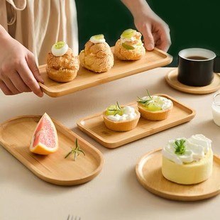 Japanese ins Bamboo Cake Plate Home Tray Snack Bread Wedding Dessert Display Table Bamboo Tray Candy Plate