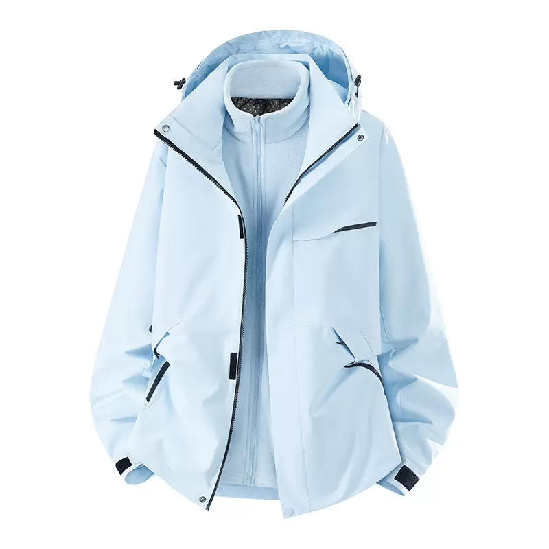 春秋冬季冲锋衣男女加厚情侣款三合一户外登山服防风加绒加厚外套