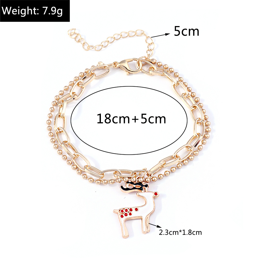 11g Weight Alloy Pendant Material Bracelets Classification Alloy Chain Material 1 Piece Quantity Holiday, Party Occasion Alloy Material Christmas Festival Christmas Tree, Santa Claus Pattern Women's Gender Enamel Design Cute, Simple Style Style Cute Simple Style Christmas Tree Santa Claus Alloy Chain & Link Bracelets Christmas Wholesale 7