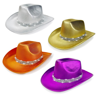 Halloween Golden Silver Cowboy Hat Colorful Western Style Golden Silver Eva Composite Hot Stamping Cloth Cowboy Hat