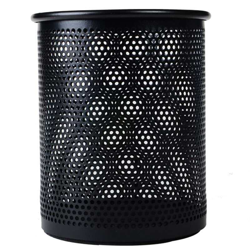 Chenguang ABT98403 Metal Fashion Grid Round Pen Holder Simple Desktop Storage Box Office Stationery Wholesale