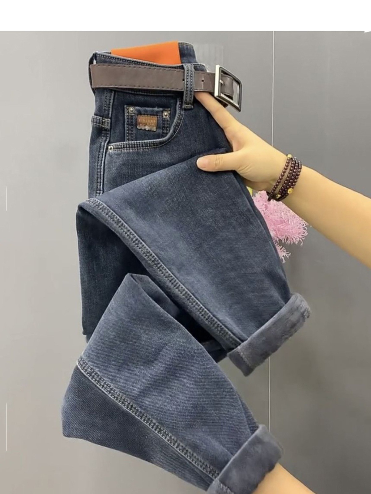 plus Size Fleece Lined Straight Leg Jeans High Waisted Slimming Cropped Dad Style Harem Pants for Women Autumn Winter Casual Fashion_voghion.com