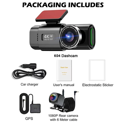 camera ultra-wide angle night vision – Driving recorder - 4k-dual-recording-gps