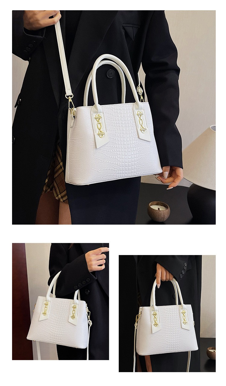 Handbag Women's New Western Style Shoulder Bag Large Capacity Commuter Crossbody Bag PU Leather Crocodile Pattern Bag Women's bag_voghion.com