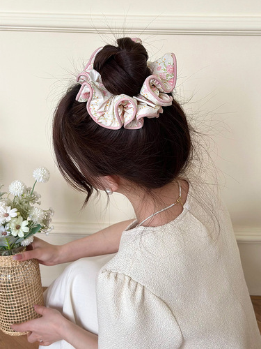 Mori style fairy simple temperament floral large intestine hair tie for women summer  new style hair tie and ball headband