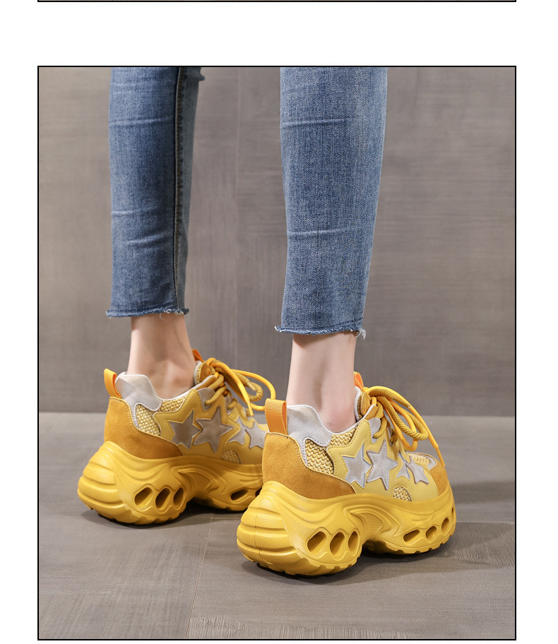 Giày sneaker nữ đế dày chunky lưới thoáng khí tăng chiều cao — màu trắng chi tiết 13