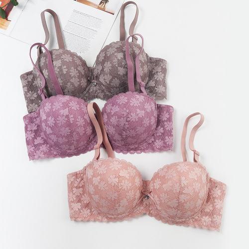 Lace Bralette with Detachable Shoulder Straps, Sexy Push-up cups, 1/2 Cup, Women's Underwire Bralette, Non-sagging
