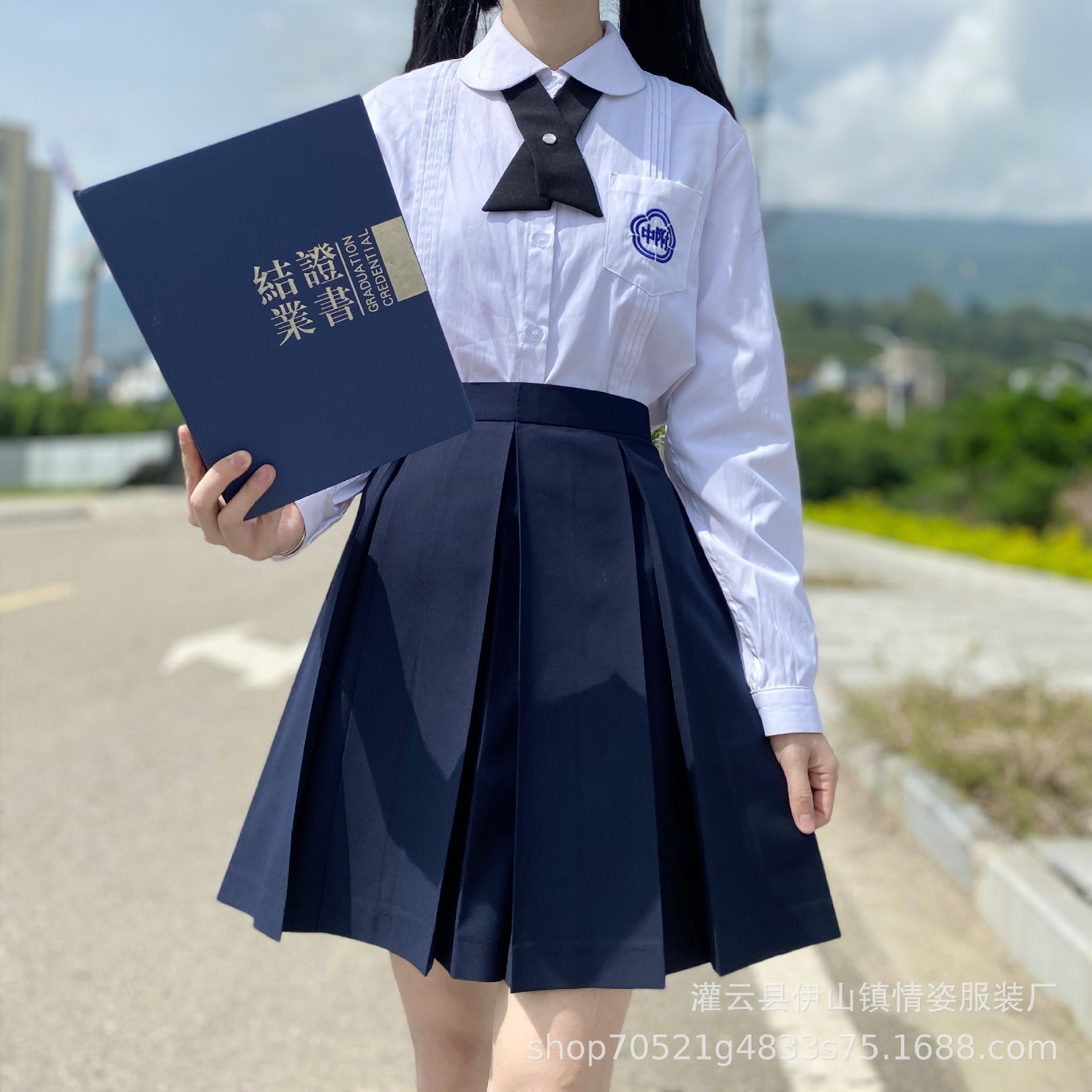 2023 Japanese jk Uniform Solid Color Box Pleated Skirt Black Grey Blue Joker Skirt School for Students