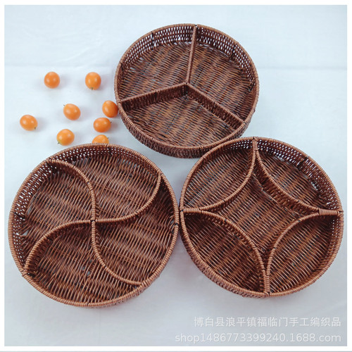 Living room home imitation rattan hand-woven storage basket candy snacks snack tray fruit basket tray wholesale