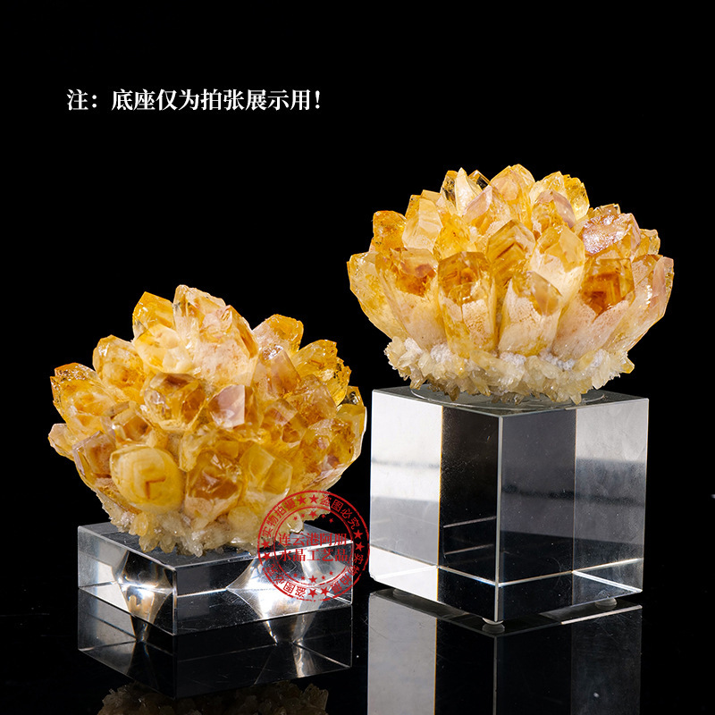 天然暴力黄水晶簇摆件黄水晶原石矿标家居消磁能量石装饰摆件批发|undefined