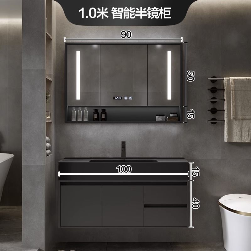 Gabinete de baño combinación cuenca nano integrado luz inteligente lavabo de lujo lavabo mesa de lavado lavabo mueble de baño