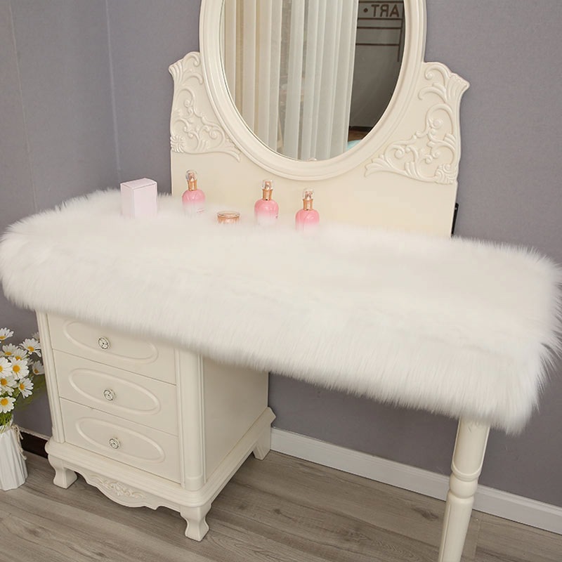 Other New Chinese Style Large Chair Cushion Faux Cashmere Doormat Living Room (Car Carpet) - white-4040cm-square