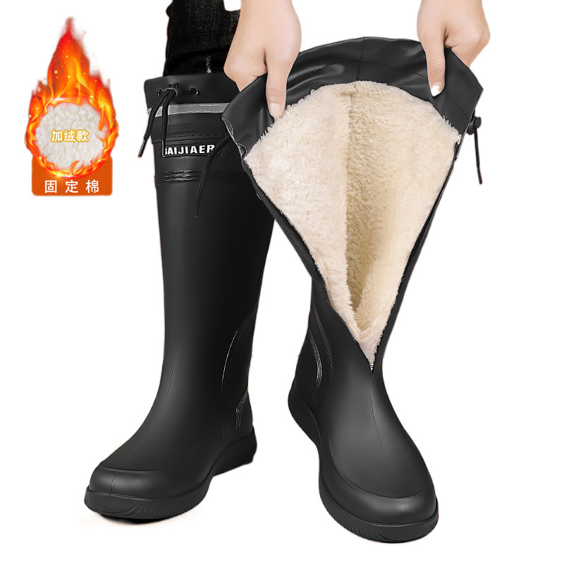 Men's winter plus velvet warm long tube cotton boots integrated with…