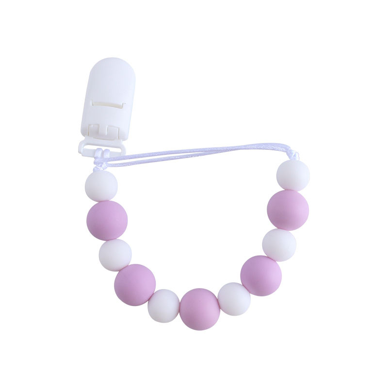 Nuevo bebé suministros plástico pico clip de silicona perlas mordedor bebé molar juguetes chupete cadena anti-perdida cadena