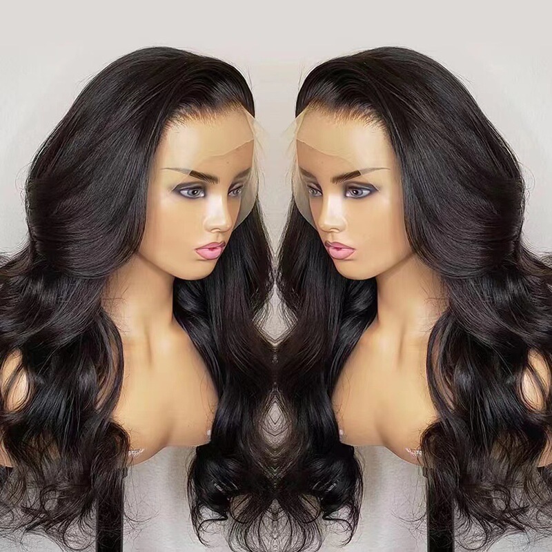 Cross-Border European and American Women's Long Wavy Wigs, Natural Fluffy Long Curly Hair, Lace Front Wig, Chemical Fiber Full Headgear