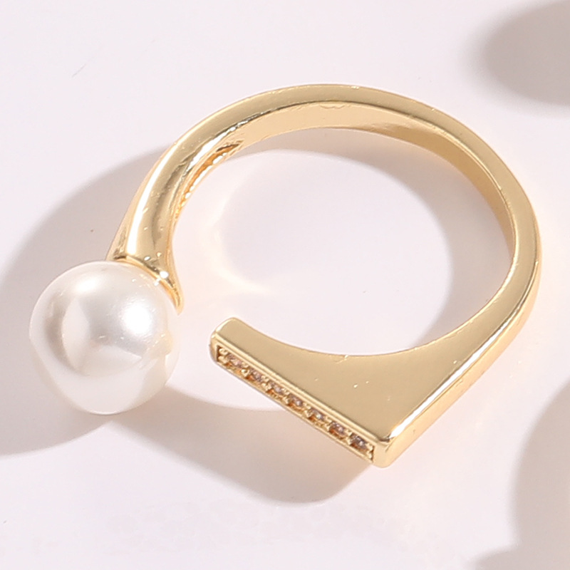 Fashion Flower Butterfly Bow Knot Copper Plating Inlay Pearl Zircon Open Ring 1 Piece