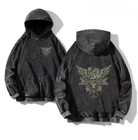 Худи Korn Rock Band World Tour выцветшитый хлопковый свитшот с капюшоном старого образца