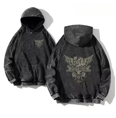 Худи Korn Rock Band World Tour выцветшитый хлопковый свитшот с капюшоном старого образца