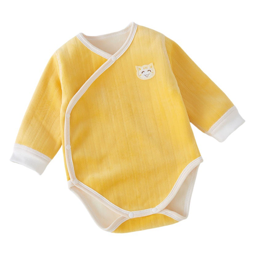 Сумка на флисовой подкладке для новорожденных Одежда для пердежа Весна и осень и зима Одежда с треугольным заяцем Утолщенная теплая сиамская Пижама для защиты живота для новорожденных