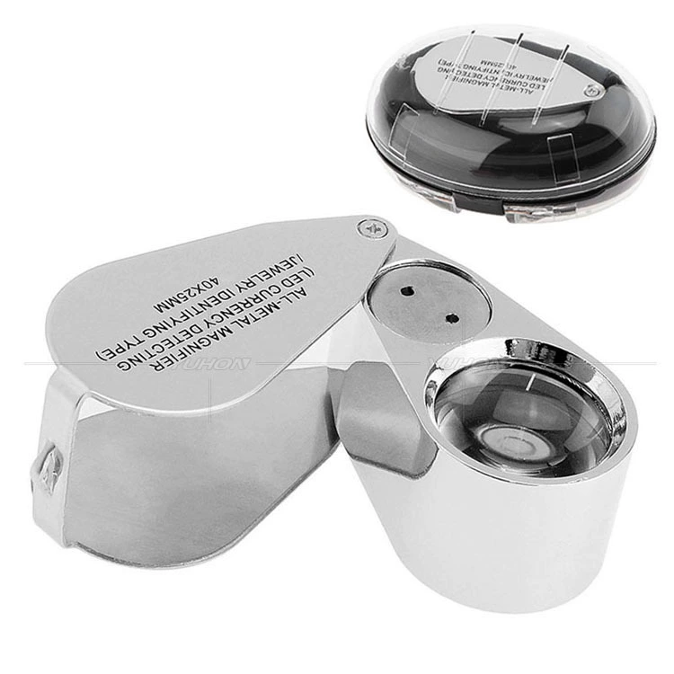 Складная нержавеющая сталь 40 раз светодиодная Лупа ювелирные изделия антикварный бриллиант нефрит идентификация коллекция Подарочная коробка Упаковка