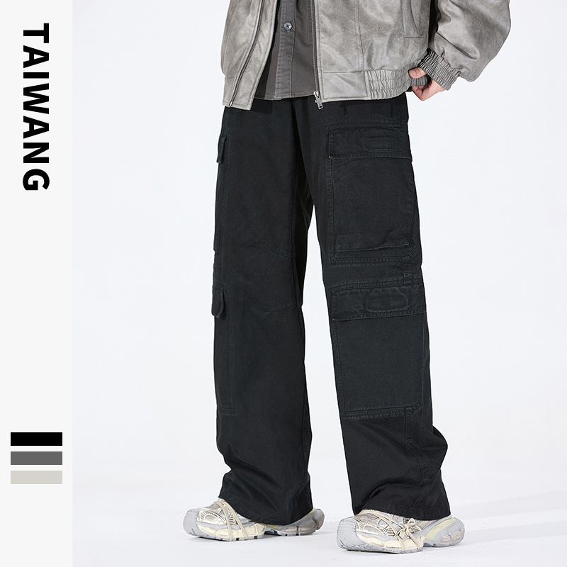 Men's Clothing Men's Wear 2024 Fashion Brand Casual Men's Clothing Dyed Multi Pocket Trousers Loose Floor Mopping Pants Men_voghion.com