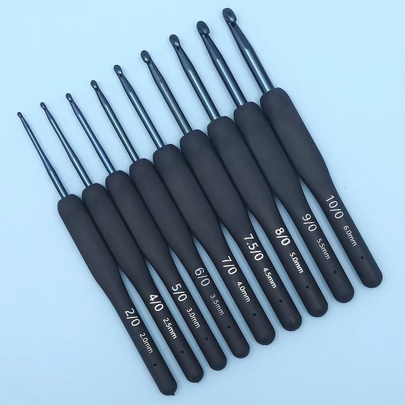 Amazon nuevo producto mango de silicona azul juego de ganchillo suéter de lana herramienta de tejido ganchillo de mango suave azul