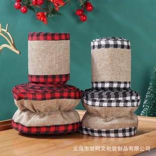 New Christmas imitation linen edging plaid decorative webbing holiday decorations Christmas gift box bow webbing