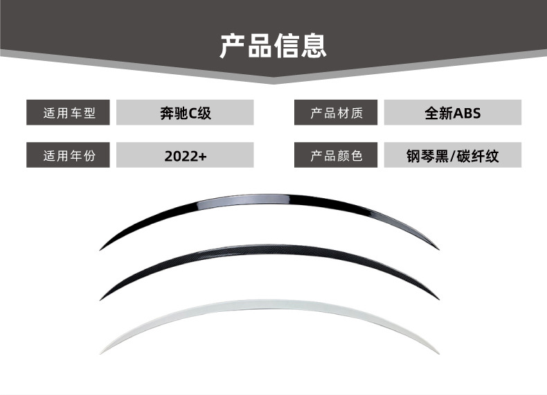 Suitable for Mercedes-Benz C-Class W206 C43 C63 2022+ Rear Wing Spoiler Car Sticker Exterior Modification Parts