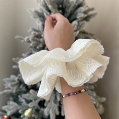 新款初恋白色蕾丝高级感气质大肠发圈女四层甜美法式后脑勺扎头绳