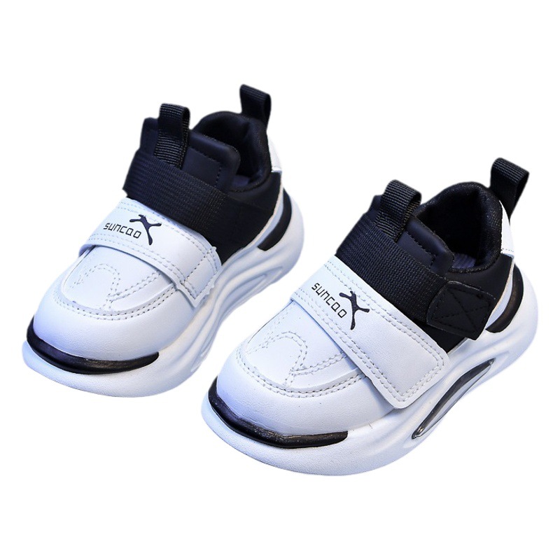 Zapatillas acolchadas para niños, estilo coreano 2026, otoño e invierno, cálidas, de cuero, estilo papá, suela blanda, para niños y niñas, forradas de lana