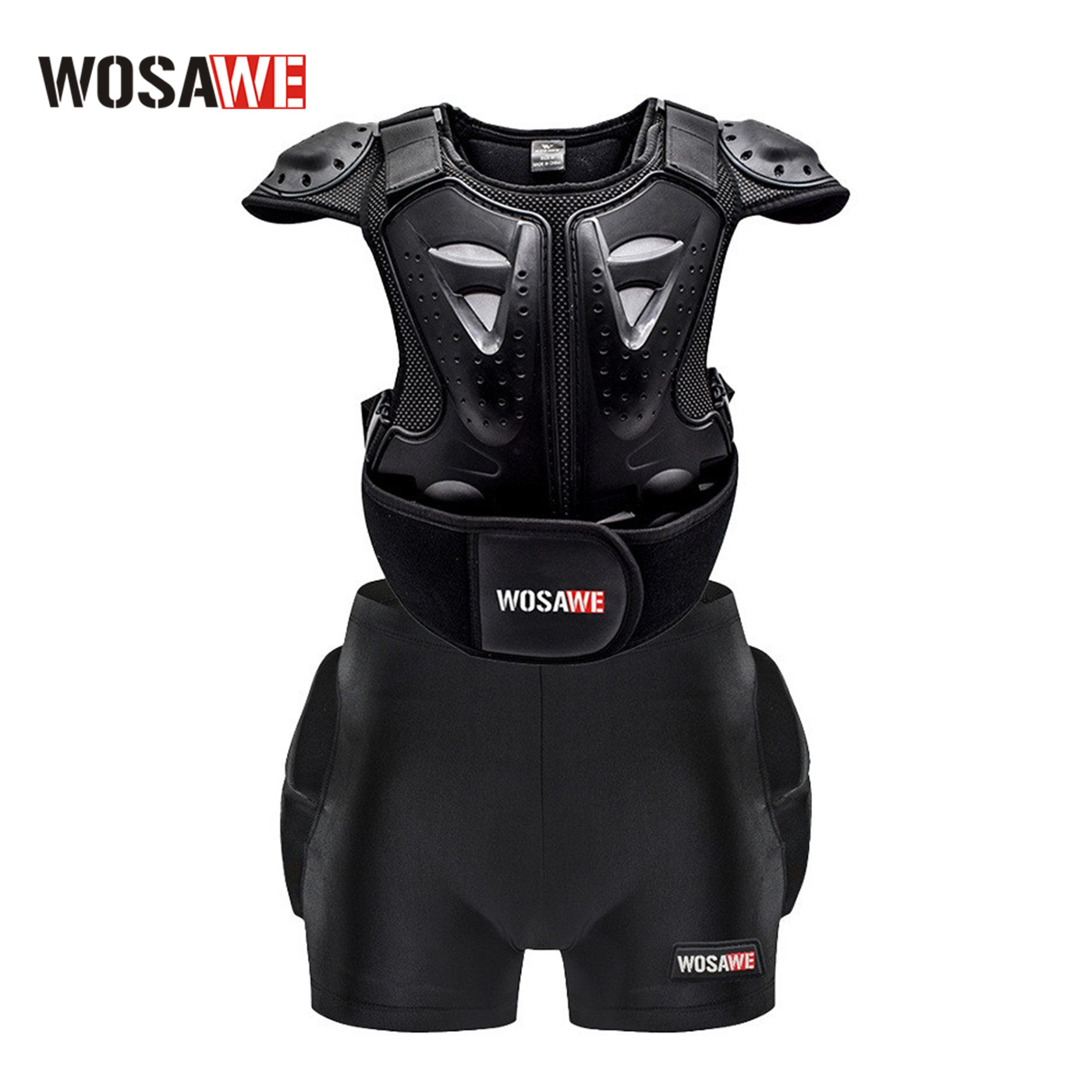 WOSAWE children's roller skating Skating Skating car ski Armor Protective clothing armor sleeveless hip protection shorts suit fart protection pants