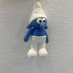 手作り【完成品】毛糸ニットかぎ針編みdiy漫画スマーフかわいいバッグストラップ人形人形人形人形プレゼント