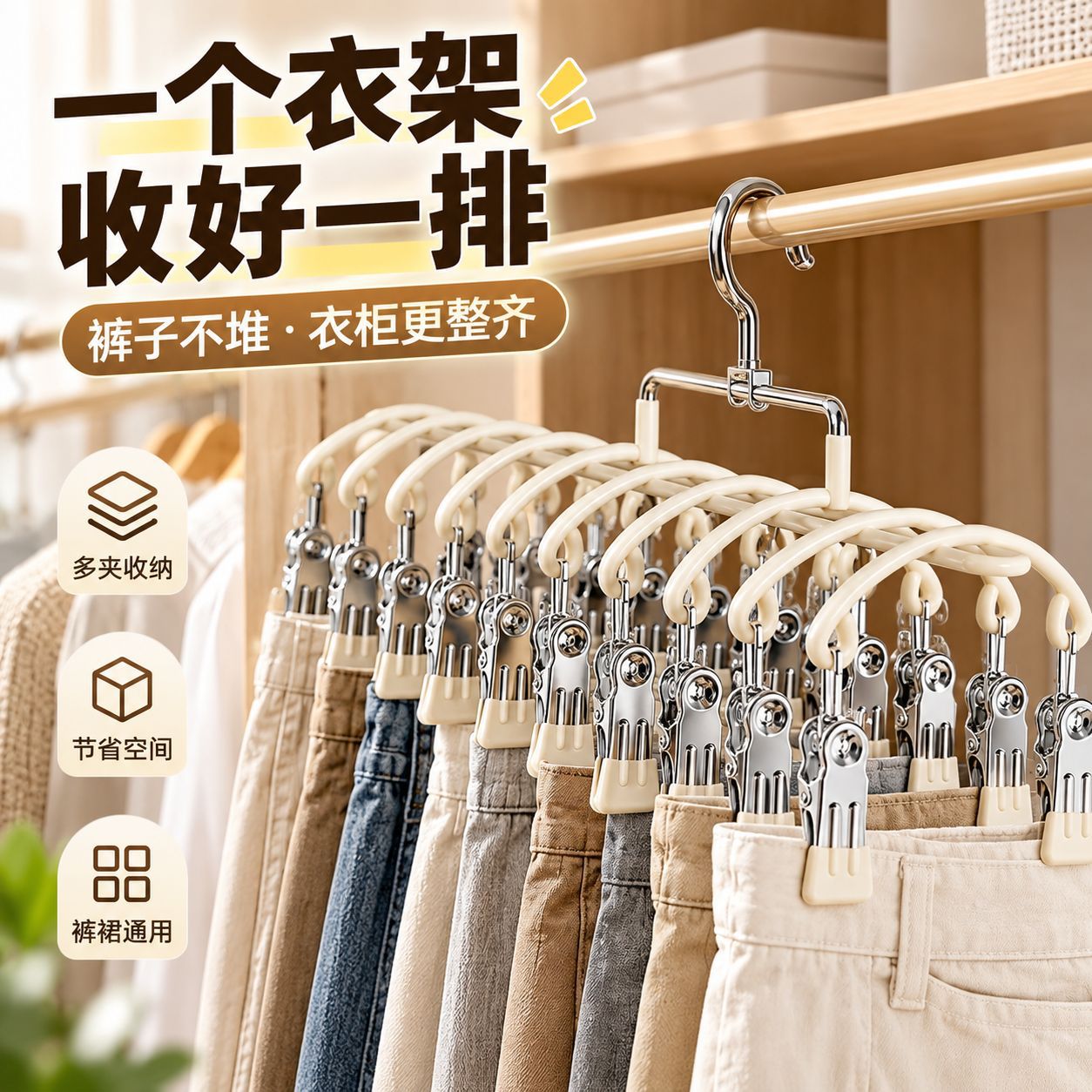Double-Row Wardrobe Underwear Storage Rack, Multi-Functional Hanger for Bras, Scarves, Belts, Non-Slip Sorting and Organizing Hooks, Wholesale