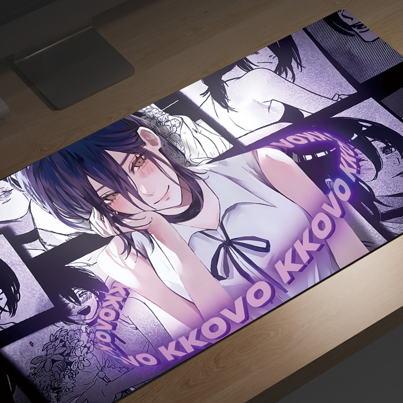 黒と白のアニメマウスパッド特大シンプルな二次元eスポーツボーイズコンピュータデスクパッド大型キーボードパッド|undefined