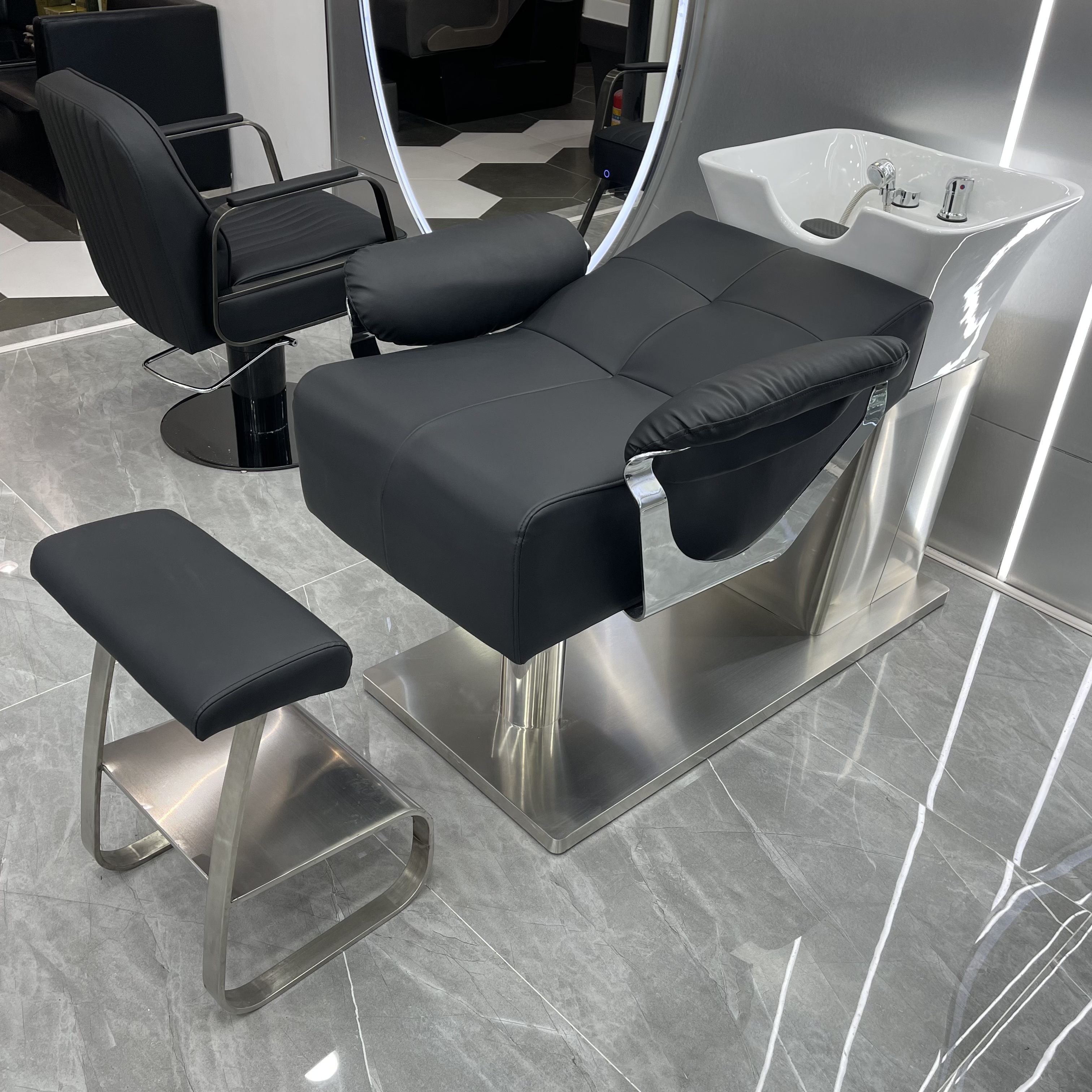 Internet de la celebridad salón de Pelo Semi-acostado cama de champú peluquería especial de lavado cama de masaje cama peluquería cuenca cerámica cama de masaje