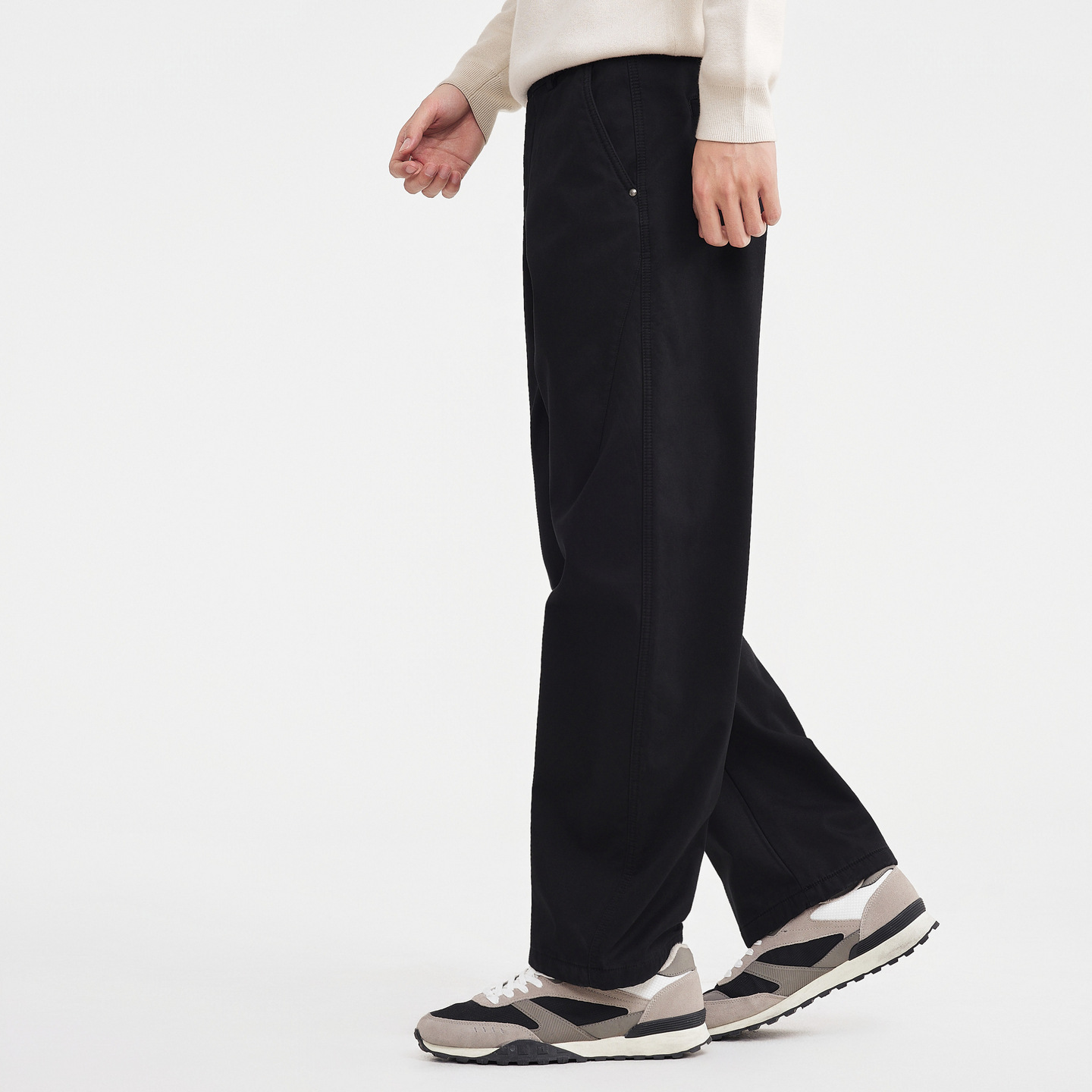 Quần âu nam mùa đông cotton lót lông cừu ấm áp — màu đen