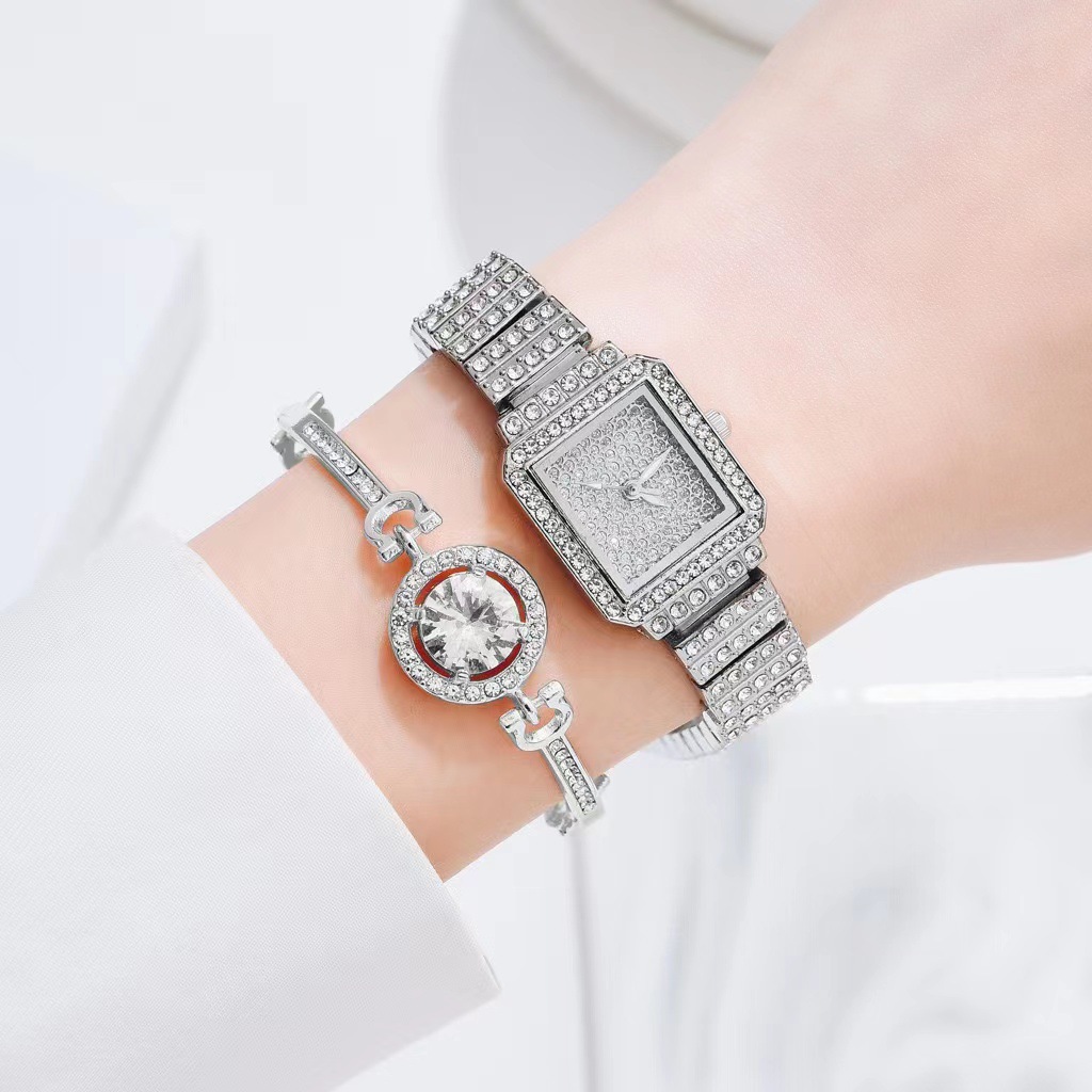 Orologio da donna di vendita calda, orologio al quarzo con diamanti quadrati in cristallo lucido, adatto per scatola regalo, orologio da studente alla moda, tutto in uno_voghion.com