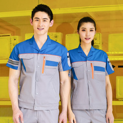 Summer Short Sleeve Workwear Set Men High-Quality Durable Automotive Repair Shop Uniform Workwear Protective Clothing Top Wholesale with LOGO Printing