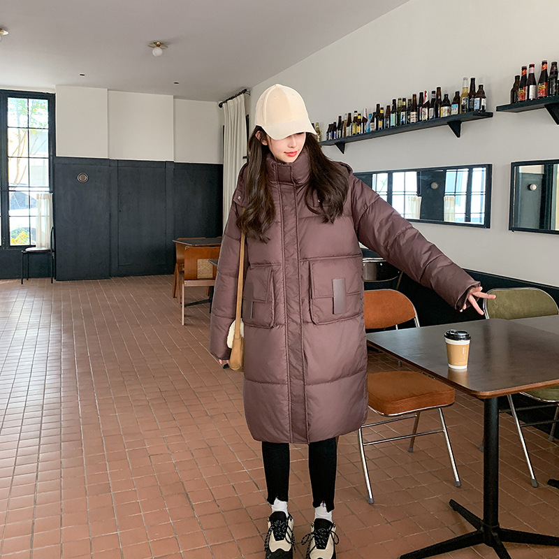 Europa nueva ropa de algodón suelta de invierno de 2025 mujer larga bolsillo de personalidad gruesa sobre la rodilla abrigo de moda image 4